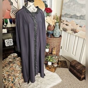 New VTG Vidalia's Fashion Smokey Grey Stylish Abaya Maxi Dress.